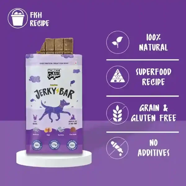Homiee & Ginger Fish Jerky Bar for Dogs – Air-Dried High Protein Treat 45g