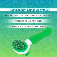 BASIL Auto Slicker Brush for Dogs & Cats – Self-Cleaning Grooming Brush with Fine Bent Bristles for De-Shedding & Detangling - Image 4