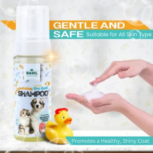 BASIL Dry Bath Foam Shampoo for Puppies & Kittens – 150ml, Waterless Cleansing Foam for Gentle Cleaning, Odour Control & Coat Freshness - Image 4