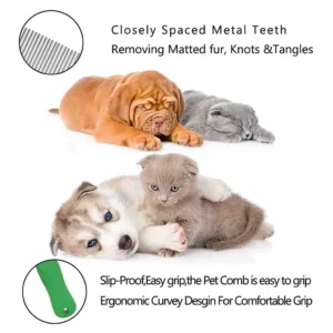 BASIL Double Sided Pet Grooming Comb for Dogs & Cats – Dual Tooth Comb with Handle for Detangling, De-Shedding & Coat Maintenance - Image 4