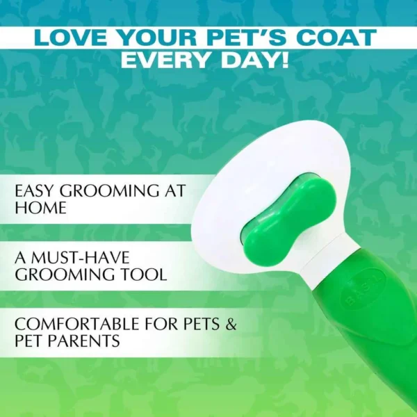 BASIL Auto Slicker Brush for Dogs & Cats – Self-Cleaning Grooming Brush with Fine Bent Bristles for De-Shedding & Detangling