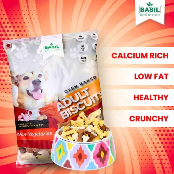 BASIL Dog Biscuits Chicken Flavor – 900g, Crunchy Treats for Adult Dogs, Suitable for All Breeds, Daily Training & Reward Snacks