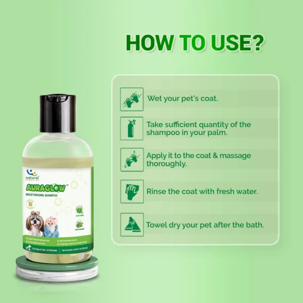 Auraglow Moisturizing Shampoo for Dogs & Cats with Aloe & Peppermint