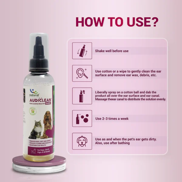 Audiclean Ear Drops for Dogs & Cats – Natural Ear Cleaner