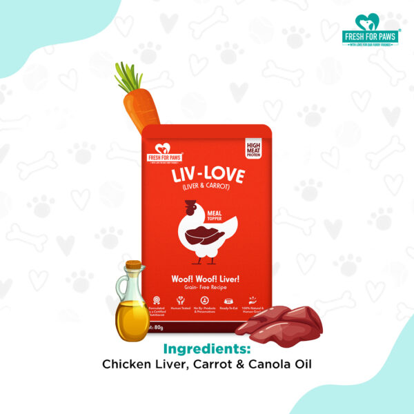Fresh For Paws Liv-Love Carrot Dog Food – Chicken Liver & Carrot Meal 80g