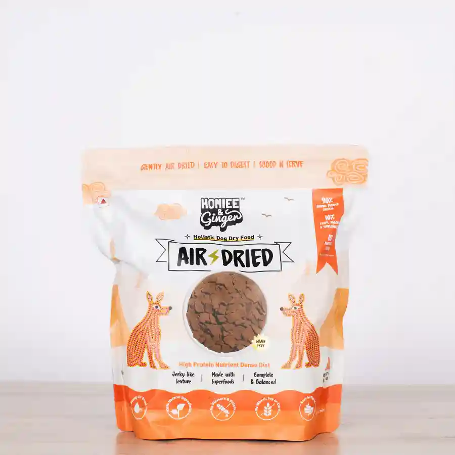 Homiee & Ginger Air-Dried Dog Food – 90% Meat Grain-Free Dry Food 907g (Puppy & Adult)