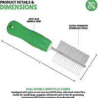 BASIL Double Sided Pet Grooming Comb for Dogs & Cats – Dual Tooth Comb with Handle for Detangling, De-Shedding & Coat Maintenance