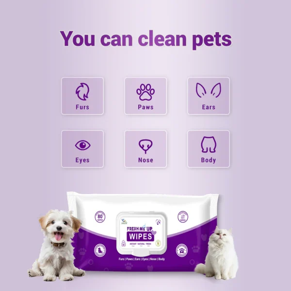 Fresh Me Up Biodegradable Pet Wipes with Aloe Vera – 80 Pulls