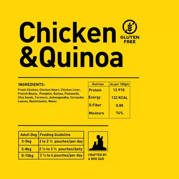 Homiee & Ginger Power Bowl Chicken & Quinoa Dog Food – Gluten-Free Fresh Meal 200g