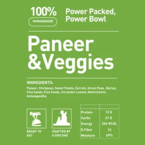 Homiee & Ginger Power Bowl Paneer & Veggies Dog Food – Fresh Veg Meal 200g
