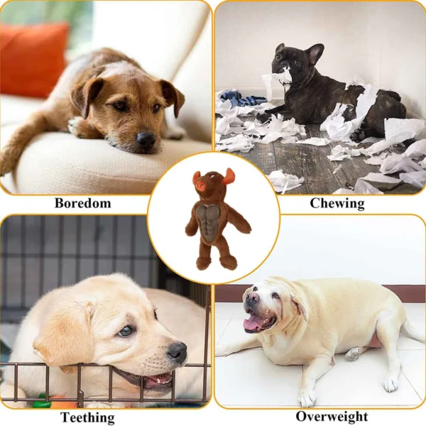 BASIL Big Bull Plush with Squeaky TPR – Adult Dog Chew & Tug Toy | Durable Plush + TPR Armour Design