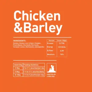 Homiee & Ginger Mini Meals Chicken & Barley Dog Food – Fresh Balanced Meal 85g
