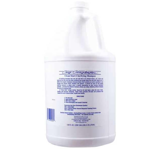 Chris Christensen Clean Start Clarifying Dog Shampoo – Deep Cleansing, Residue Removal & Coat Reset for Optimal Grooming