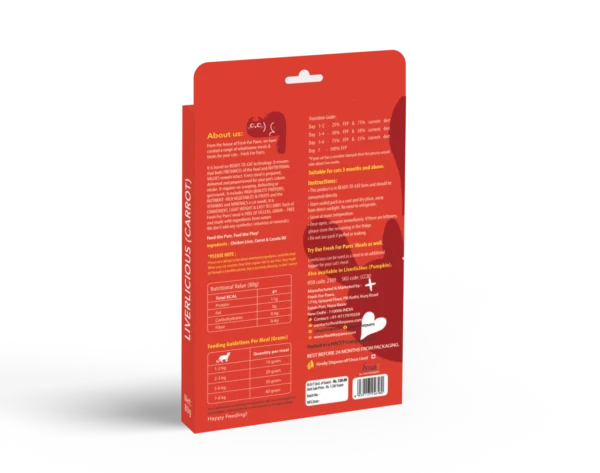 Fresh For Purrs Liverlicious Carrot Cat Food Topper – Chicken Liver & Carrot 80g