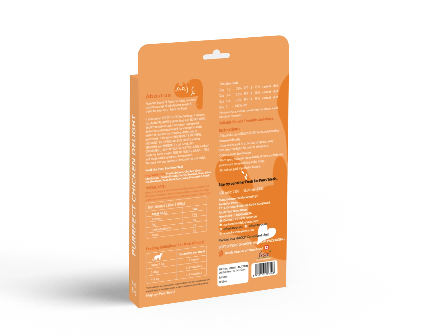 Fresh For Purrs Purrfect Chicken Delight Cat Wet Food – Fresh Chicken Meal 150g