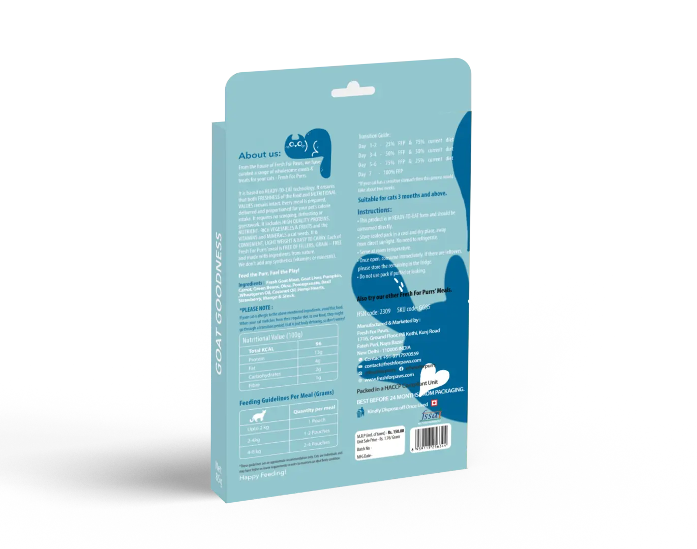 Fresh For Purrs Goat Goodness Cat Wet Food – Fresh Goat Meal 85g