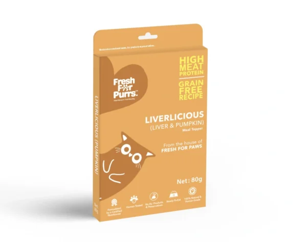 Fresh For Purrs Liverlicious Pumpkin Cat Food Topper – Chicken Liver & Pumpkin 80g