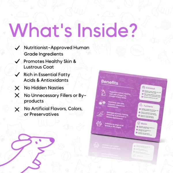 Mubble Shiny Coat Blend for Dogs – Skin & Coat Nutrition Topper, Omega Support & Shine Enhancement for All Breeds