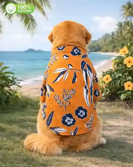15 Furries Rust Orange Floral Cotton Dog Shirt