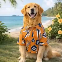 15 Furries Rust Orange Floral Cotton Dog Shirt