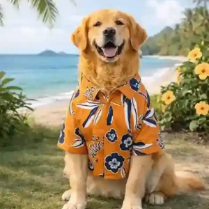 15 Furries Rust Orange Floral Cotton Dog Shirt