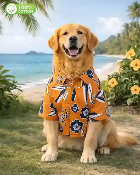 15 Furries Rust Orange Floral Cotton Dog Shirt 15 Furries Rust Orange Floral Cotton Dog Shirt