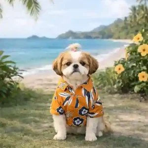 15 Furries Rust Orange Floral Cotton Dog Shirt