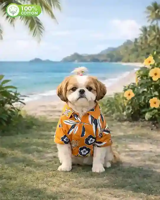 15 Furries Rust Orange Floral Cotton Dog Shirt