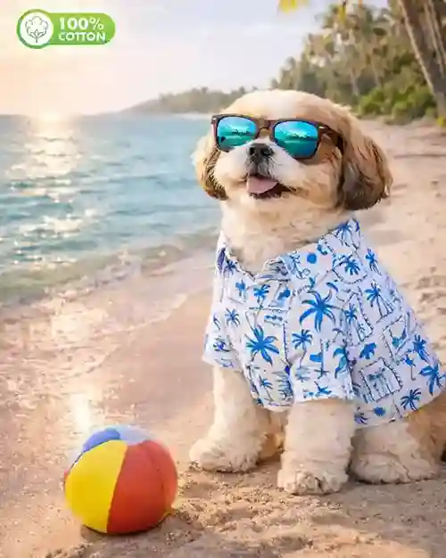 15 Furries Tropical Blue Postcard Cotton Dog Shirt