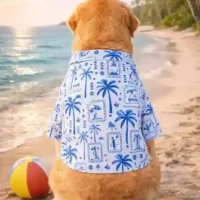 15 Furries Tropical Blue Postcard Cotton Dog Shirt