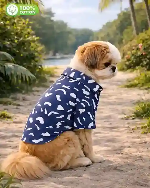 15 Furries Navy Blue Abstract Cotton Dog Shirt