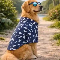 15 Furries Navy Blue Abstract Cotton Dog Shirt