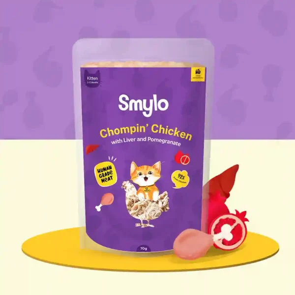 Smylo Chompin’ Chicken with Liver & Pomegranate Kitten Wet Food 70g Smylo Chompin’ Chicken with Liver & Pomegranate Kitten Wet Food 70g