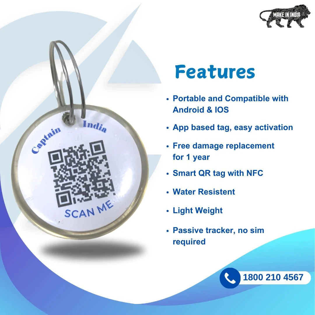 Captain India Pet Smart QR Tag for Dogs & Cats – PVC ID Tag