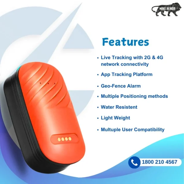 Captain India Smart 4G GPS Pet Tracker for Dogs & Cats