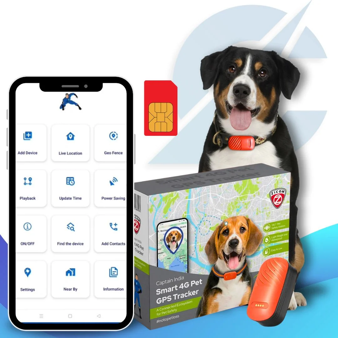 Captain India Smart 4G GPS Pet Tracker for Dogs & Cats