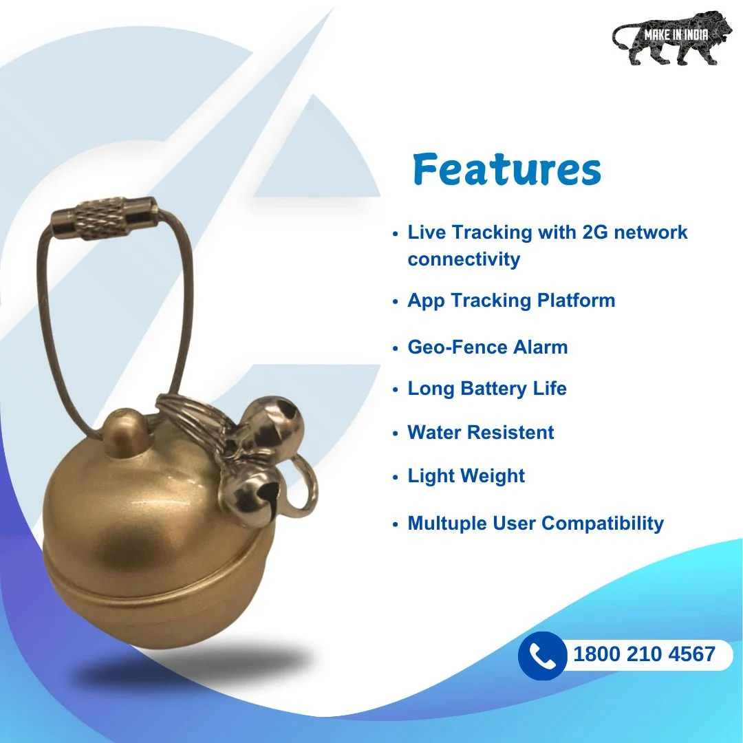 Captain India Smart Bell GPS Pet Tracker for Dogs & Cats