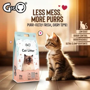 Gigo Premium White Bentonite Cat Litter with Activated Charcoal 5kg