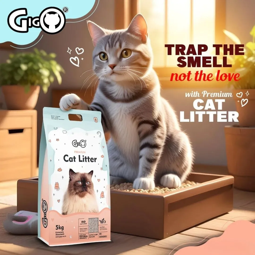 Gigo Premium White Bentonite Cat Litter with Activated Charcoal 5kg