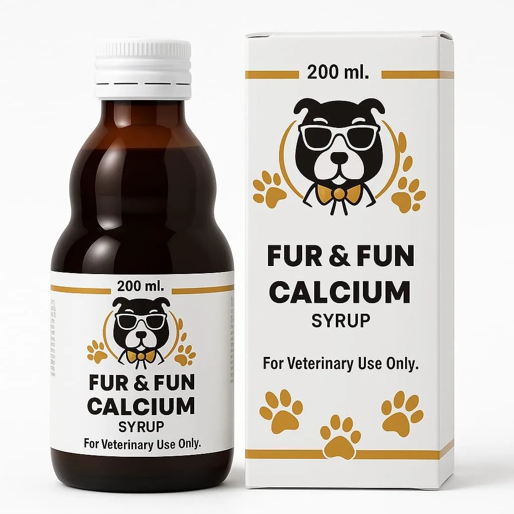 FUR & FUN Dog Calcium Syrup – Calcium, Vitamin D3, Magnesium & Zinc Supplement for Strong Bones & Joints