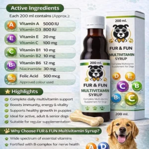 FUR & FUN Dog Multivitamin Syrup – Complete Daily Vitamin Supplement for Dogs