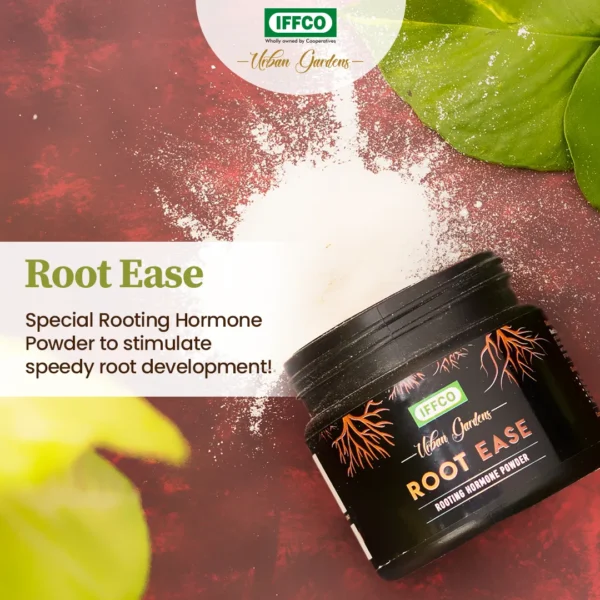 DETAILED DESCRIPTION IFFCO Urban Gardens Root Ease is a rooting hormone powder designed to support root development in plant cuttings and during plant propagation. The powder formulation is easy to apply and can be used as part of the propagation process for suitable plants. It is ideal for gardeners and plant enthusiasts looking to support the establishment of plant cuttings and encourage healthy root development. COMPOSITION & FORMULATION Rooting hormone powder. Designed for plant propagation. Easy-to-apply powder formulation. Suitable for use with plant cuttings. (Refer to the product packaging for complete composition and application details.) KEY BENEFITS Supports root development in plant cuttings. Helps during plant propagation. Easy-to-use powder formulation. Suitable for a variety of plant cuttings. Convenient for home gardening and plant propagation. USAGE GUIDE Take a healthy plant cutting as required. Apply the recommended amount of rooting powder to the cut end. Plant the cutting in a suitable growing medium. Follow product label instructions for the recommended application method and dosage. INGREDIENTS Rooting Hormone Powder Formulation. (Refer to the product packaging for complete composition and usage instructions.)