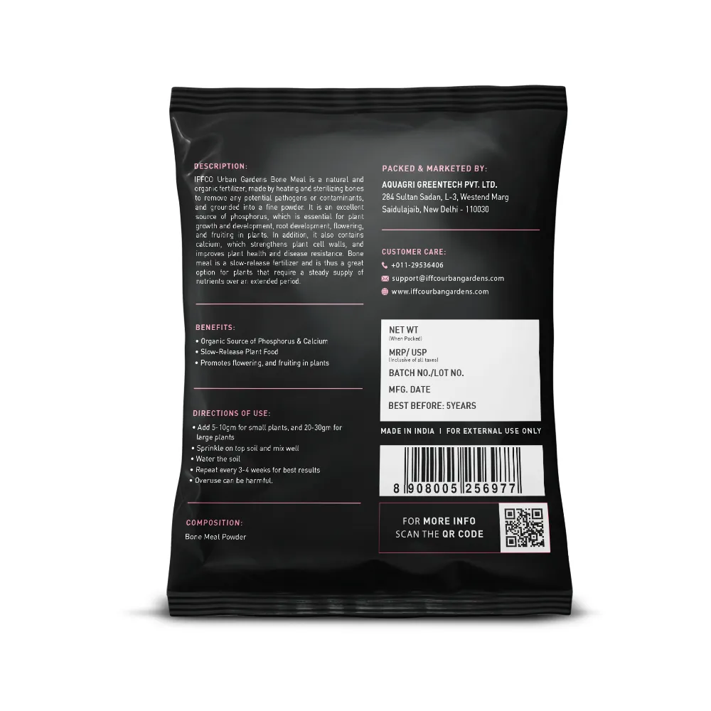 IFFCO Urban Gardens Bone Meal – Organic Phosphorus & Calcium Fertilizer 900g