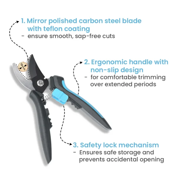 IFFCO Urban Gardens Heavy Duty Bypass Pruner – Anti-Rust, Non-Slip Grip