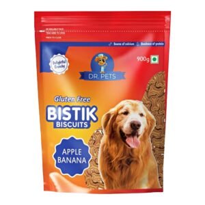 Dr.Pets Bistik Apple Banana Dog Biscuits 900g oven baked vegetarian gluten free dog treats front pack