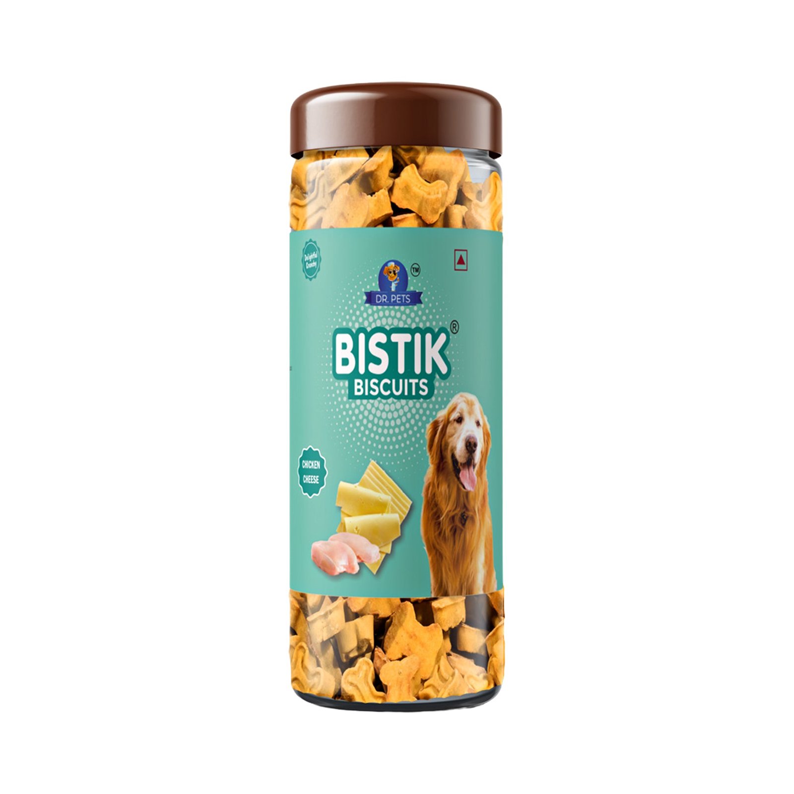 Dr.Pets Bistik Chicken Cheese Dog Biscuits 450g oven baked non-vegetarian training treats front pack
