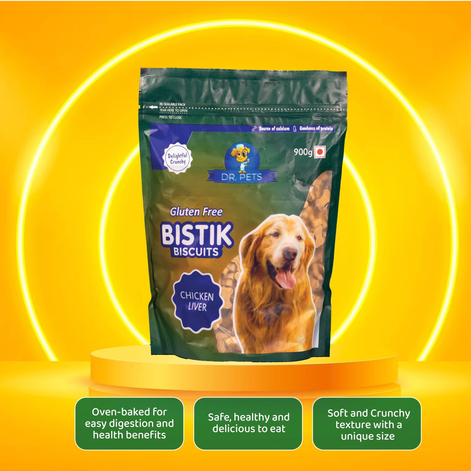 Dr.Pets Bistik Chicken Liver Dog Biscuits 900g back pack ingredients nutritional analysis