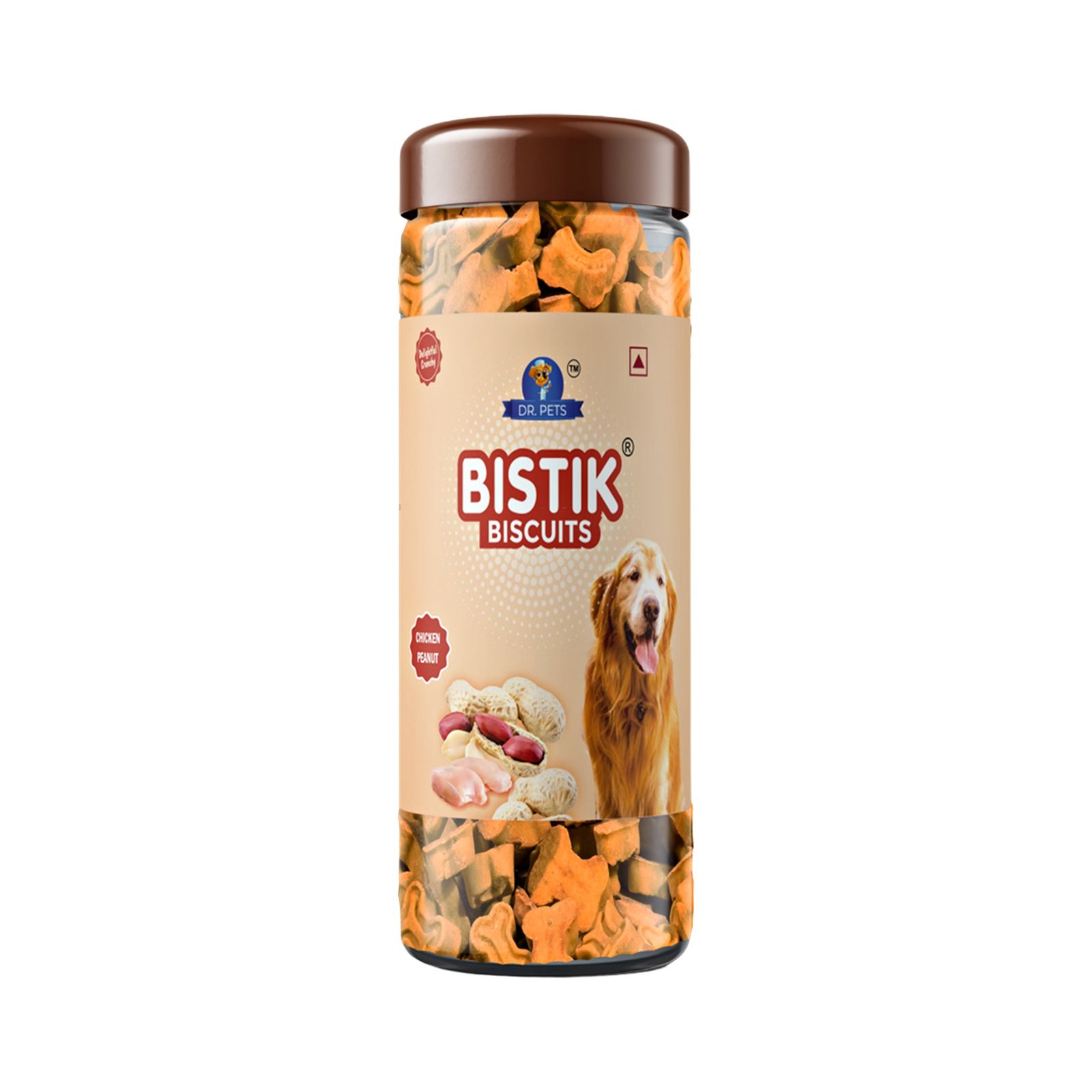 Dr.Pets Bistik Chicken Peanut Butter Dog Biscuits 450g oven baked non-vegetarian training treats front pack