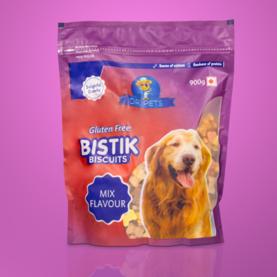 Dr.Pets Bistik Mix Flavour Dog Biscuits 900g oven baked non-vegetarian assorted training treats front pack