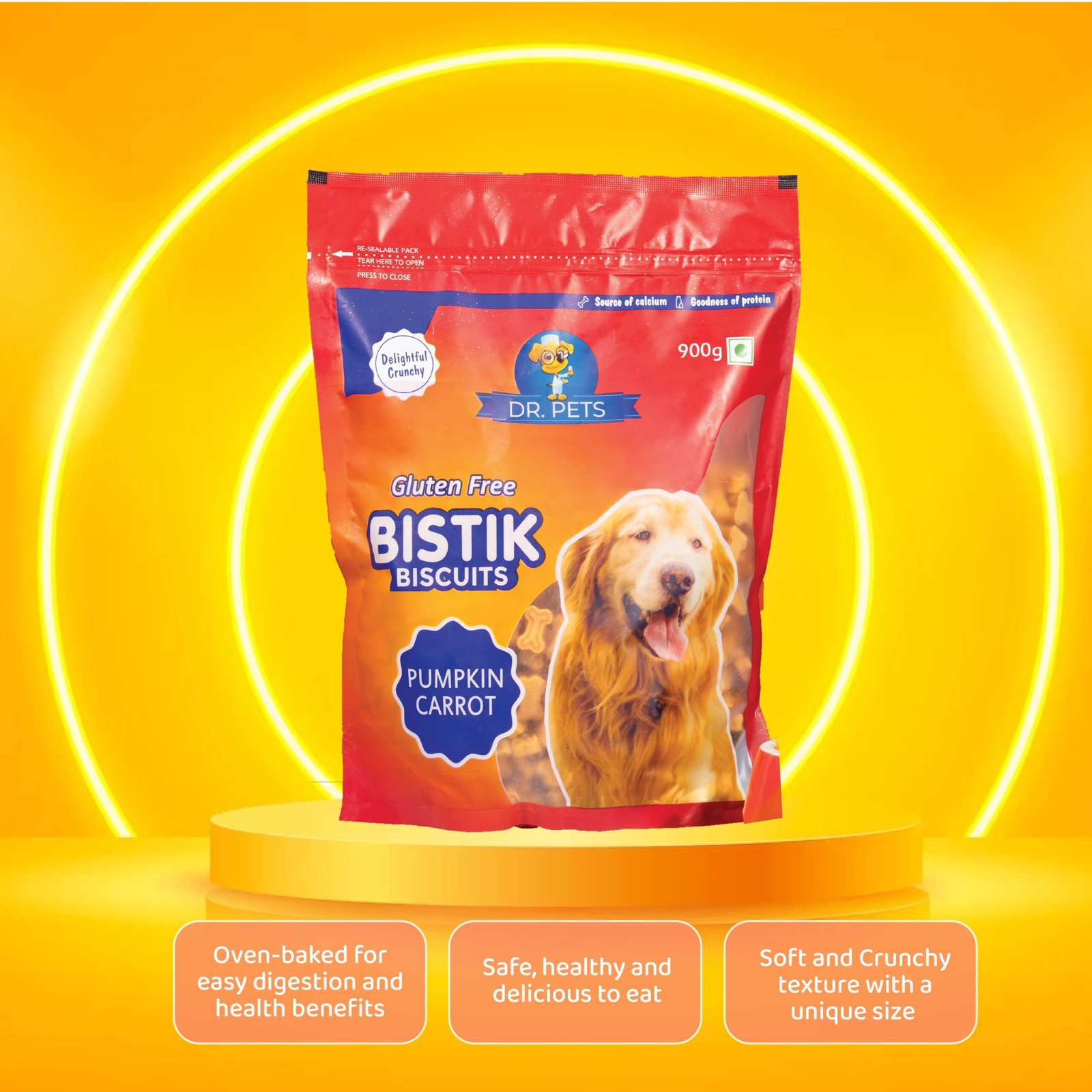 Dr.Pets Bistik Pumpkin Carrot Dog Biscuits 900g back pack ingredients nutritional analysis